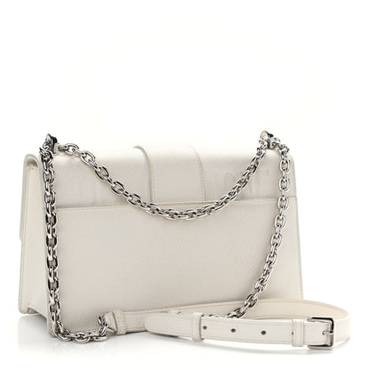 Christian Dior Grained Calfskin 30 Montaigne Chain Flap Bag White 3 of 10