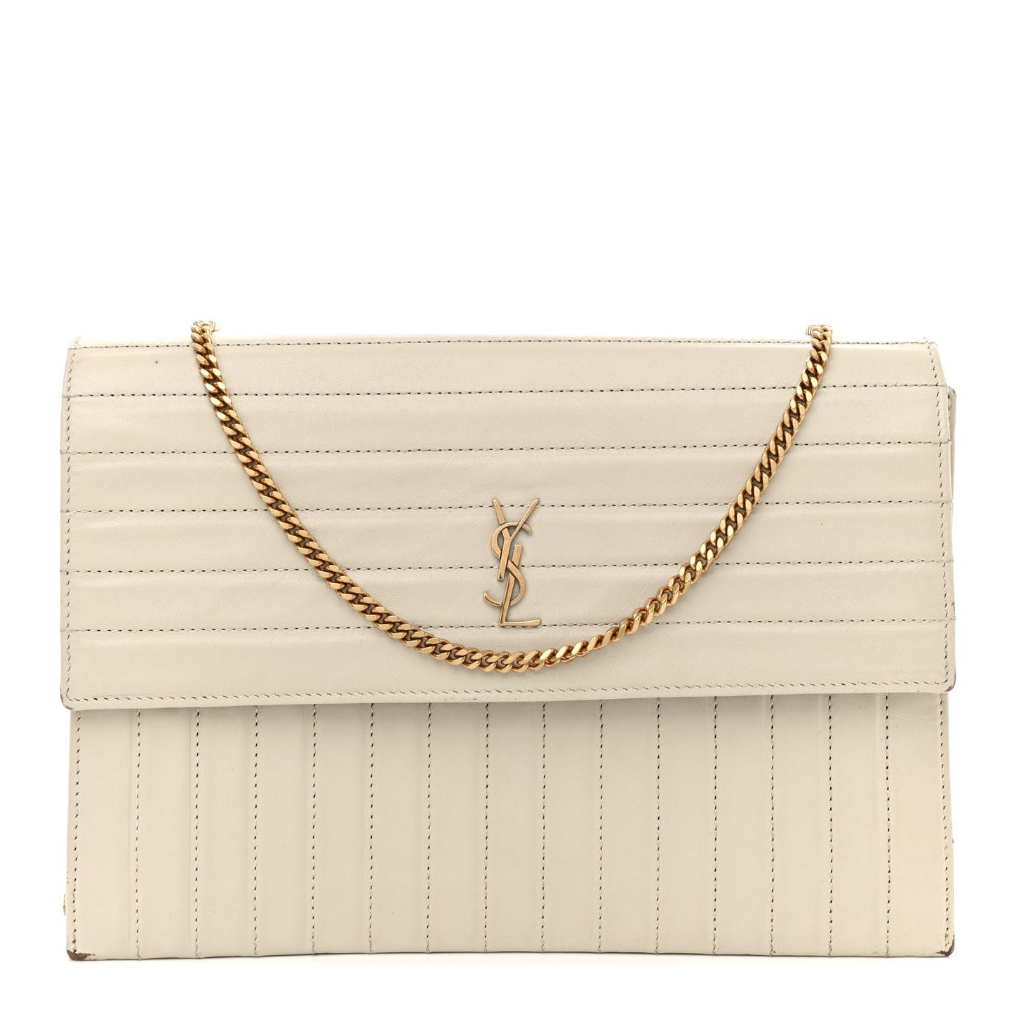 Calfskin Matelasse Victoire Chain Wallet Black