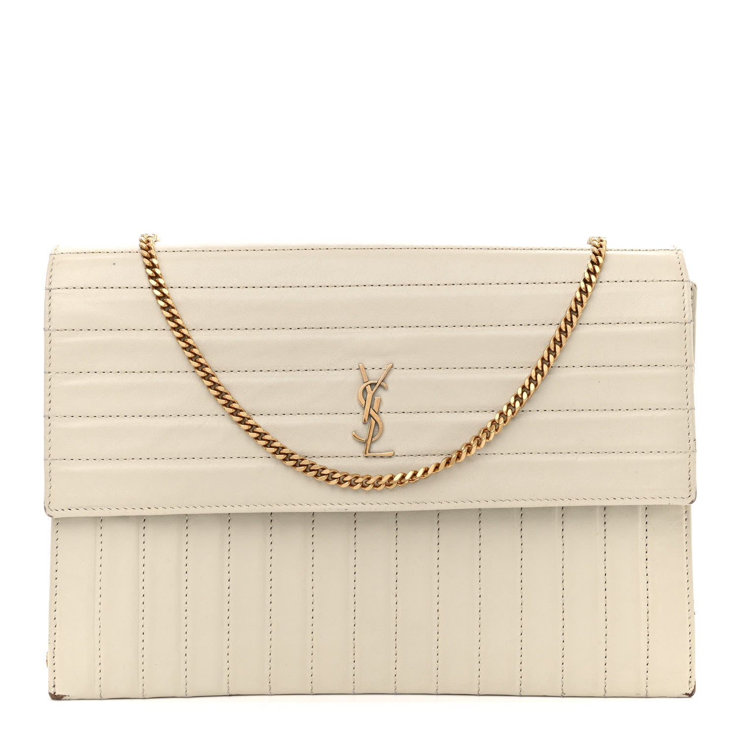 Saint Laurent Calfskin Matelasse Victoire Chain Wallet Black 1 of 21