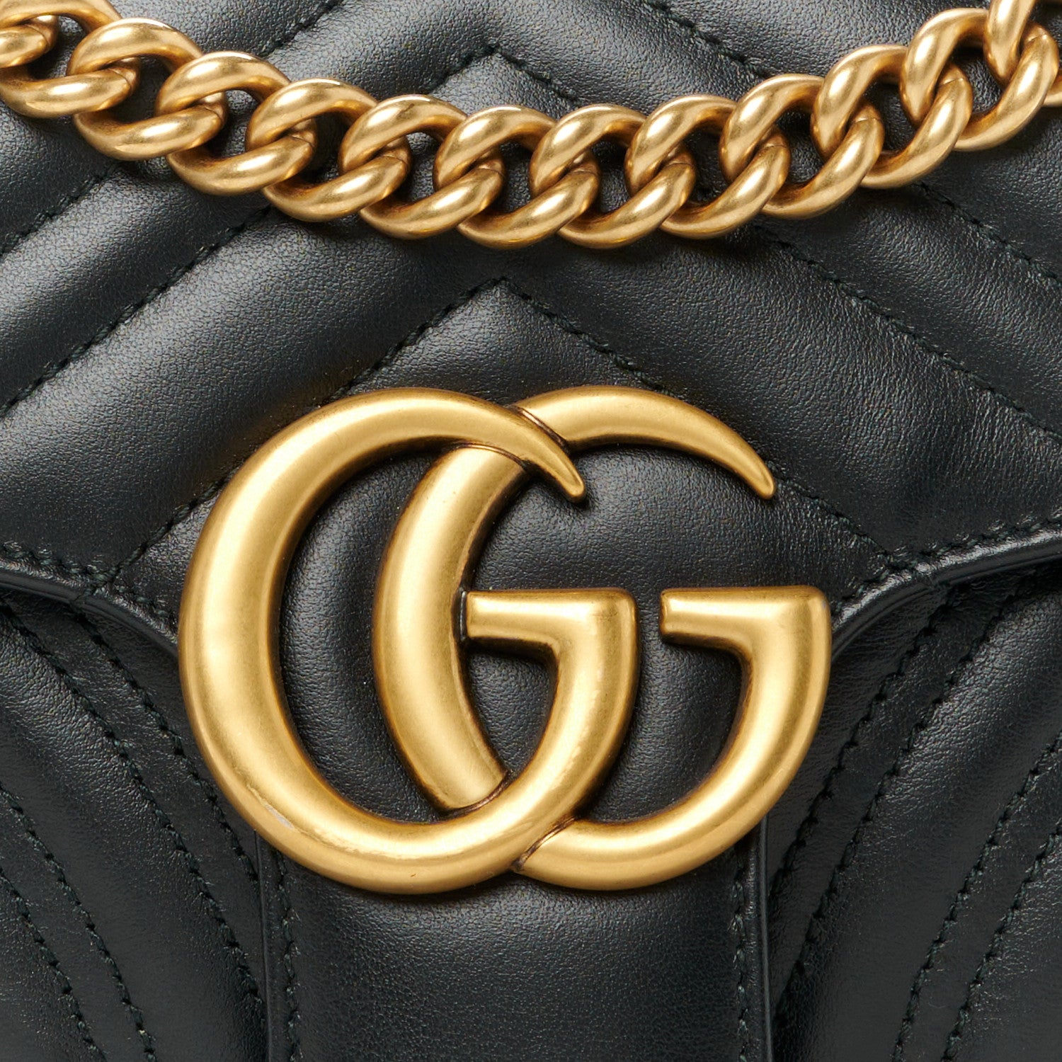 Gucci Calfskin Matelasse Small GG Marmont Shoulder Bag Black 9 of 13