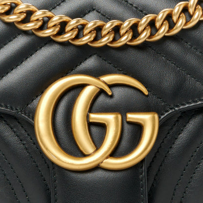 Gucci Calfskin Matelasse Small GG Marmont Shoulder Bag Black 9 of 13
