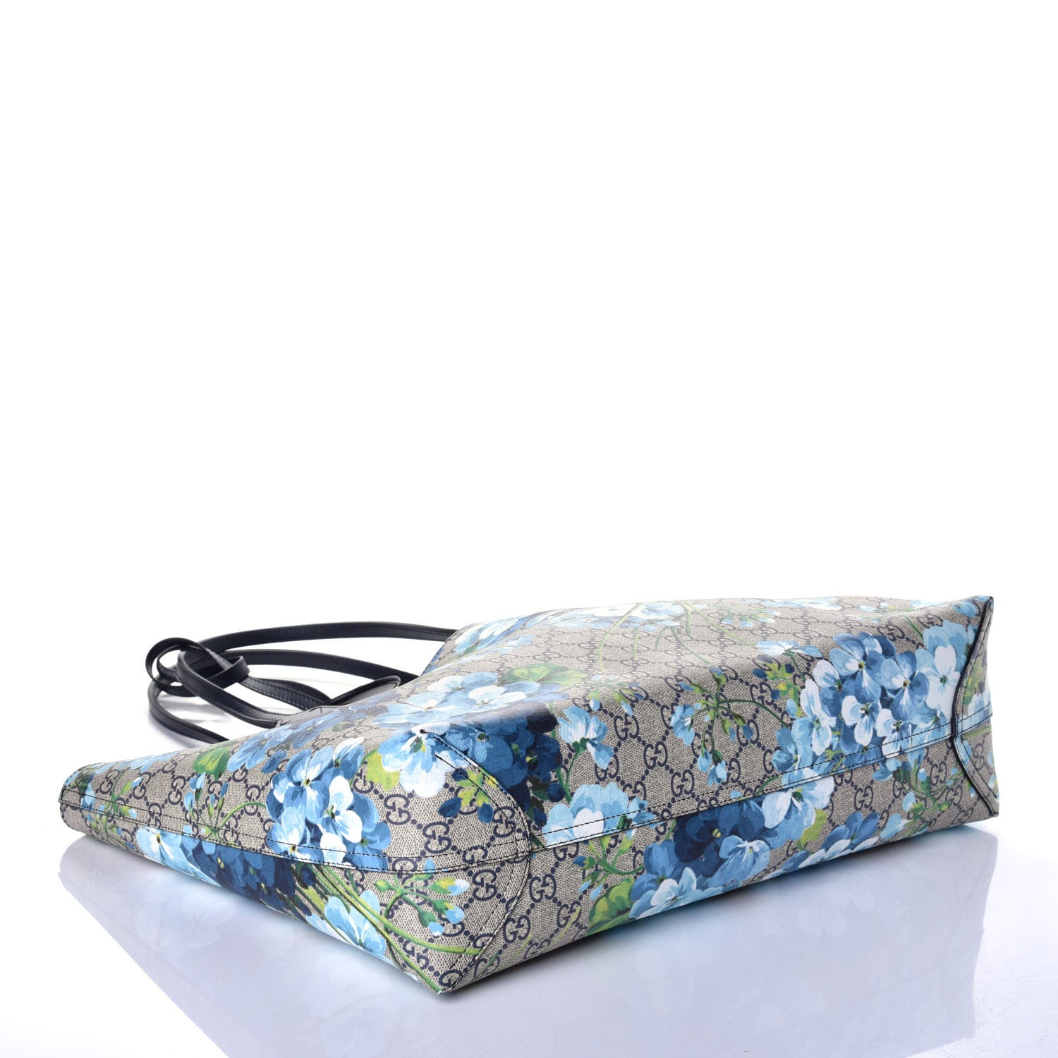 Gucci GG Supreme Monogram Blooms Medium Reversible Tote Beige Blue Navy 6 of 16