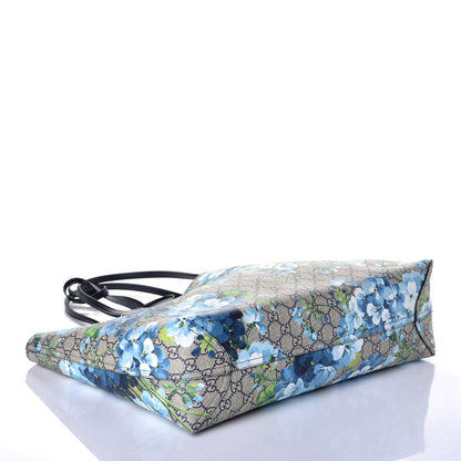 Gucci GG Supreme Monogram Blooms Medium Reversible Tote Beige Blue Navy 6 of 16