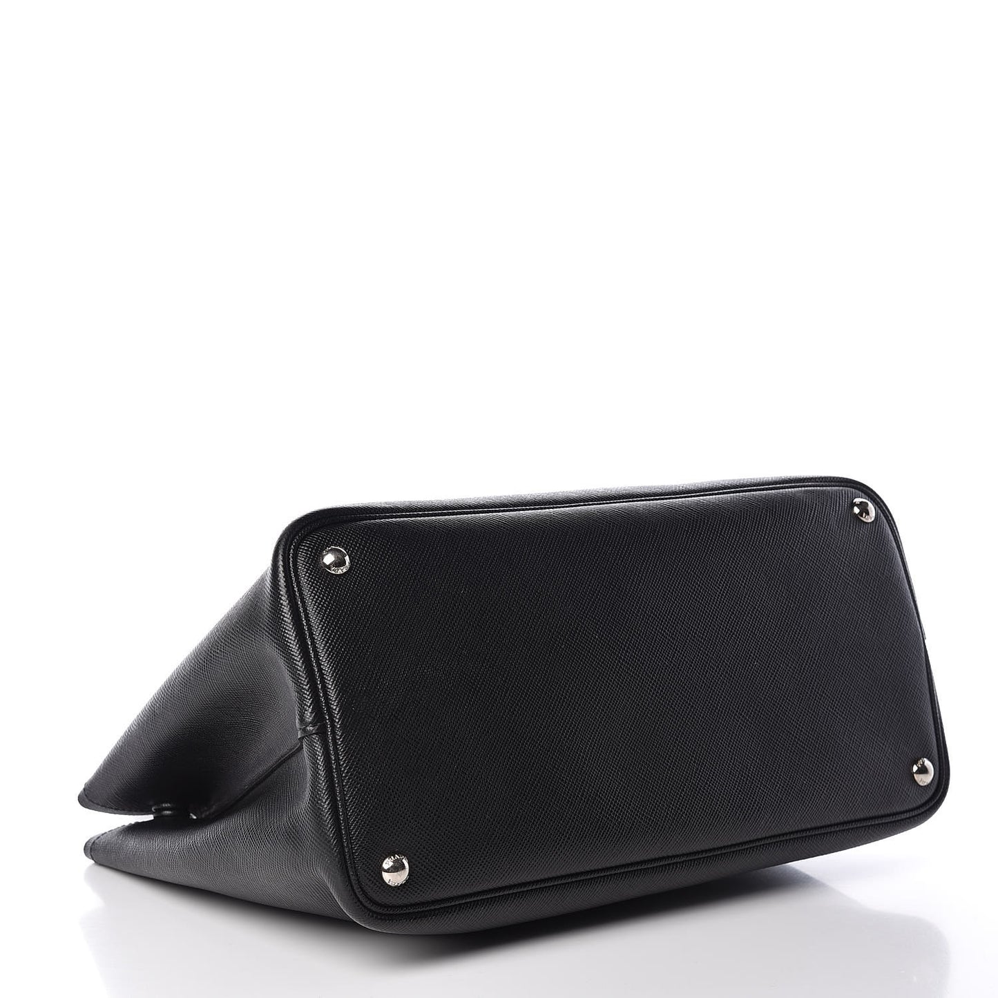Saffiano Cuir Medium Double Handle Tote Black Mughetto