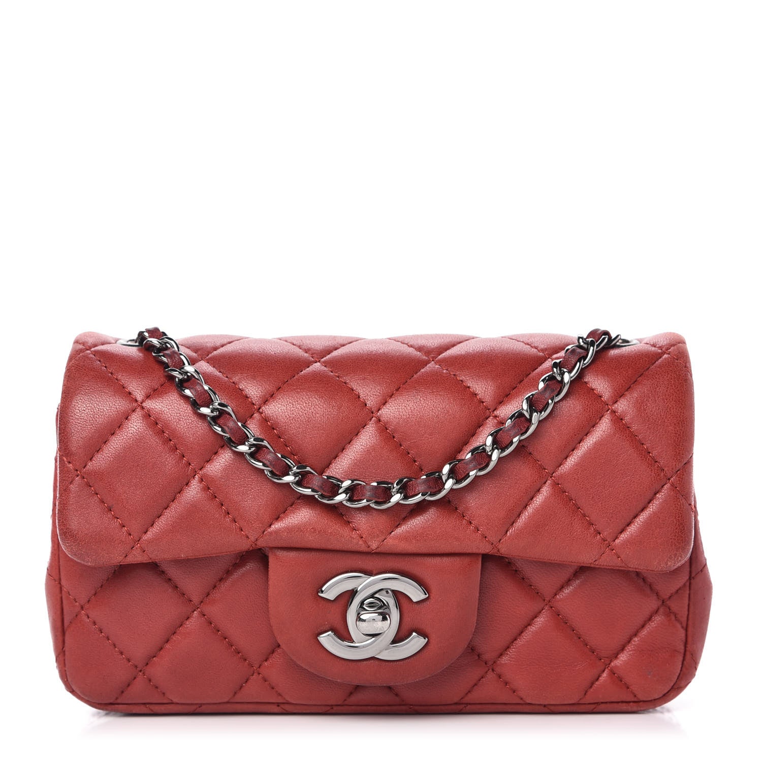 Chanel Lambskin Quilted Extra Mini Rectangular Flap Red 1 of 10