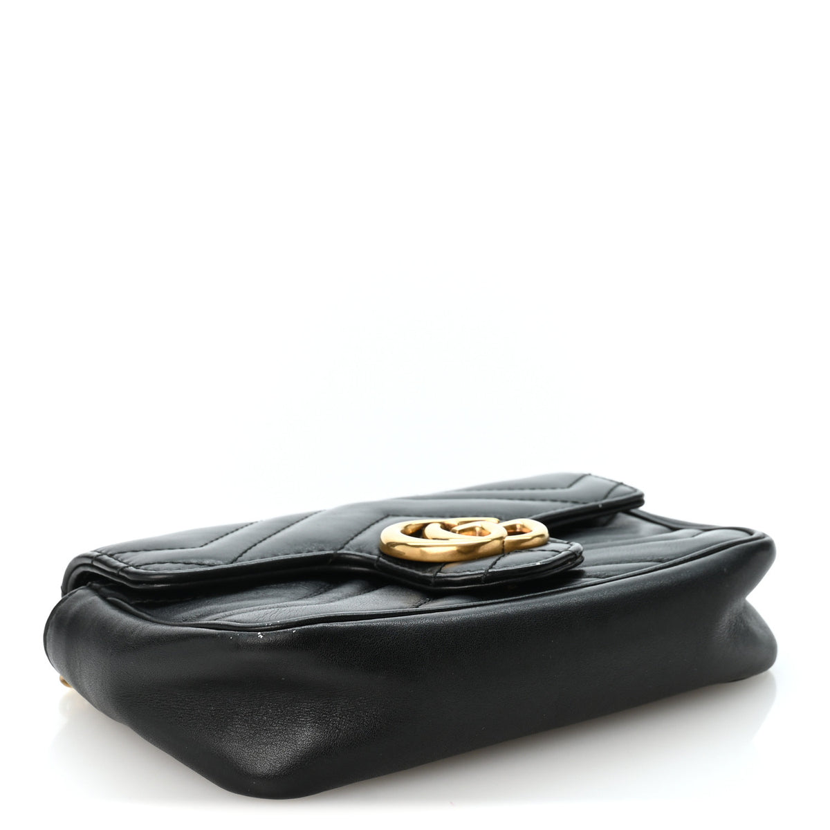 Calfskin Matelasse Super Mini GG Marmont Shoulder Bag Black