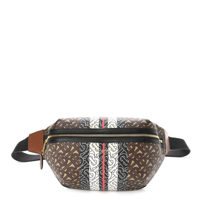Burberry E-Canvas Monogram Stripe Medium Sonny Bum Bag Bridle Brown 1 of 9