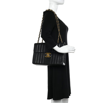Chanel Caviar Vertical Quilt Jumbo Single Flap Black 2 of 10