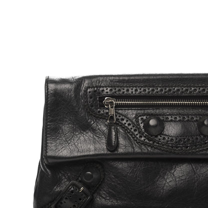 Balenciaga Agneau Giant Brogues Hardware Envelope Clutch Black 11 of 11