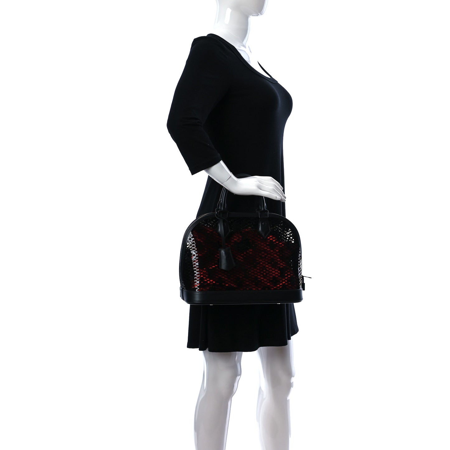 Patent Calfskin Laced Monogram Alma PM Black
