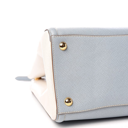 Prada Saffiano Lux Medium Bi-Color Tote Lago Talco 5 of 11