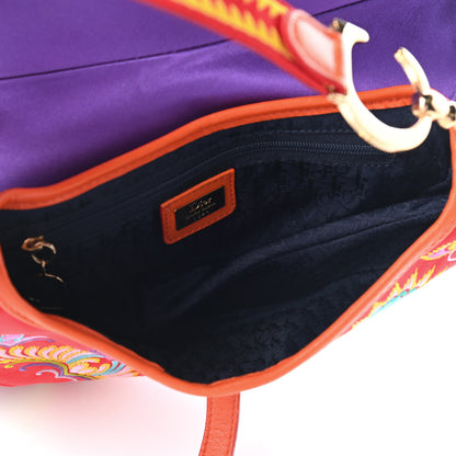 Christian Dior Silk Embroidered Saddle Bag Multicolor 5 of 9