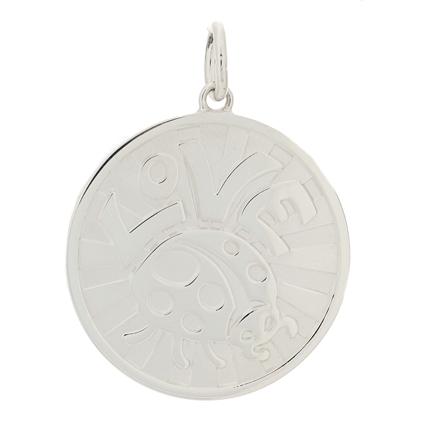 Sterling Silver Love Bugs Round Tag Charm