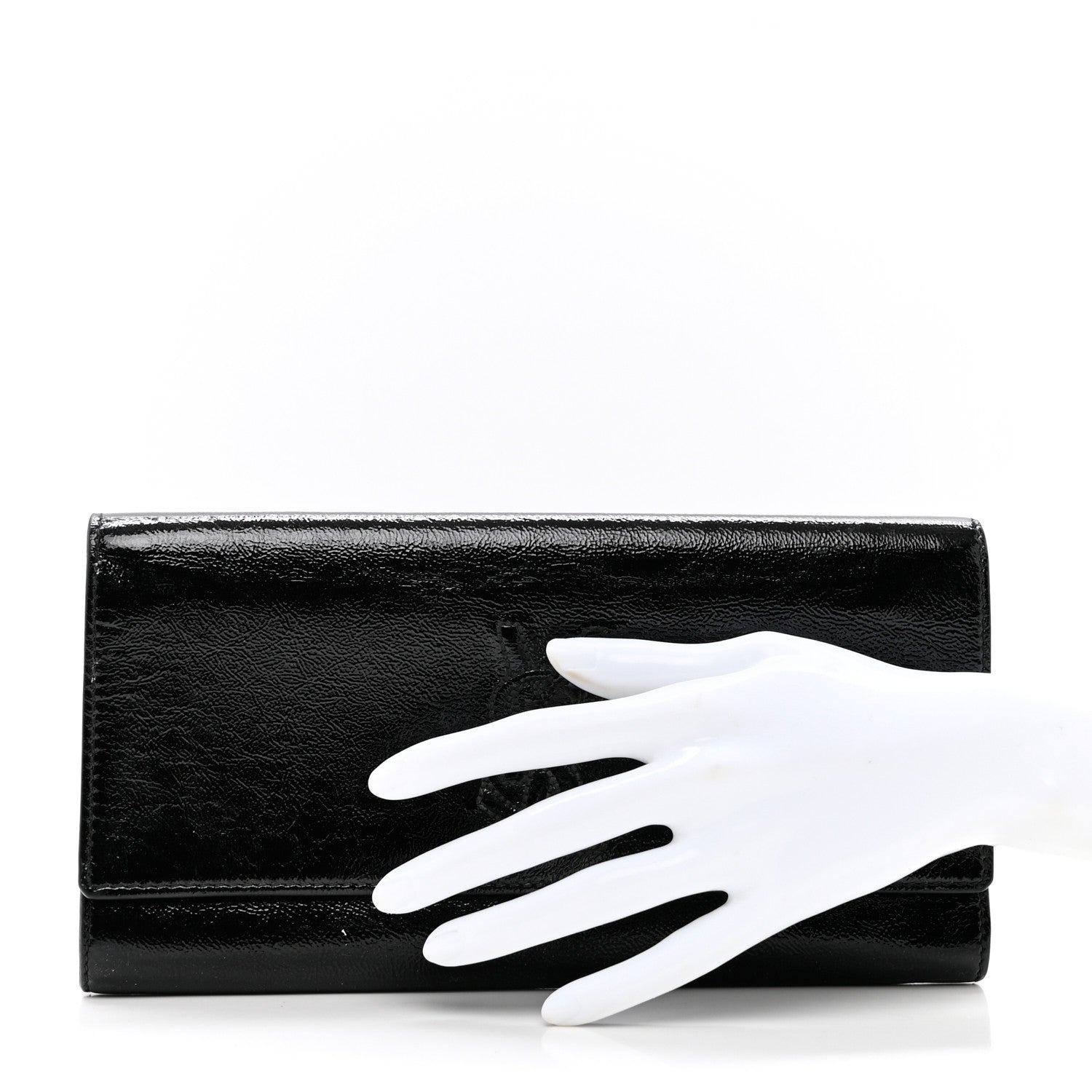 Saint Laurent Textured Patent Monogram Small Belle De Jour Clutch Black 2 of 7
