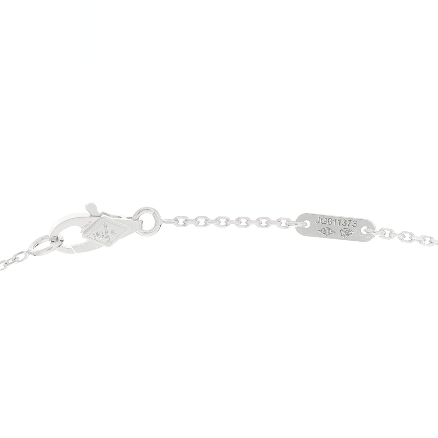 18K White Gold Diamond Sweet Alhambra Pendant Necklace