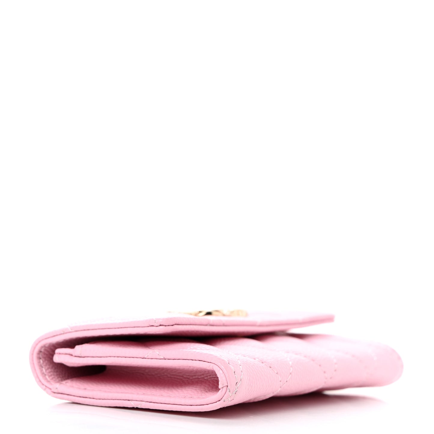 Caviar Quilted CC Flap Card Holder Pink