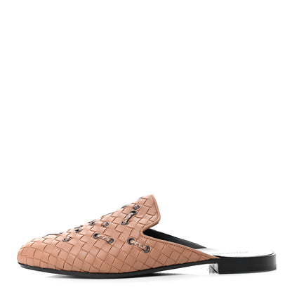 Bottega Veneta Nappa Ayers Intrecciato Flat Mules 38.5 Dahlia 1 of 7