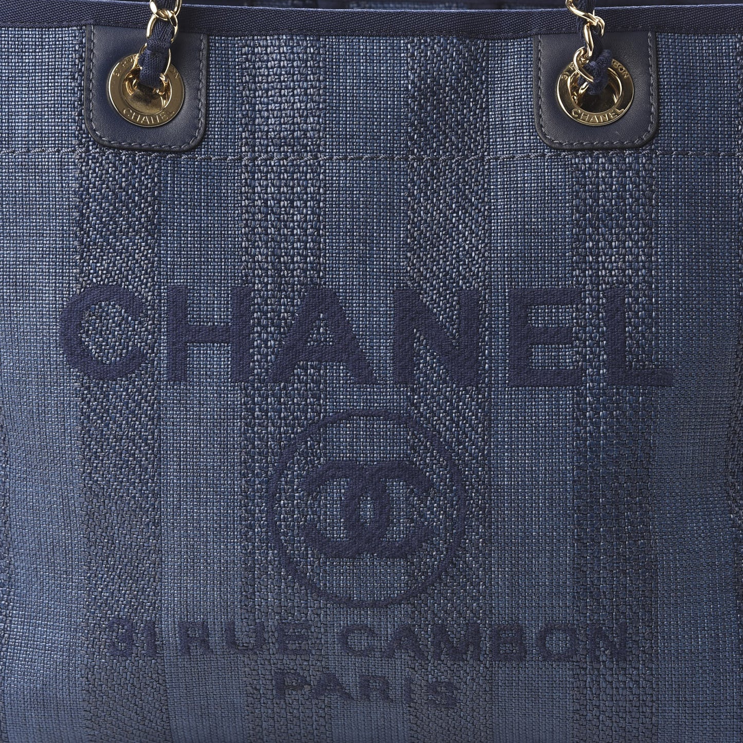 Mixed Fibers Striped Small Deauville Tote Navy Blue