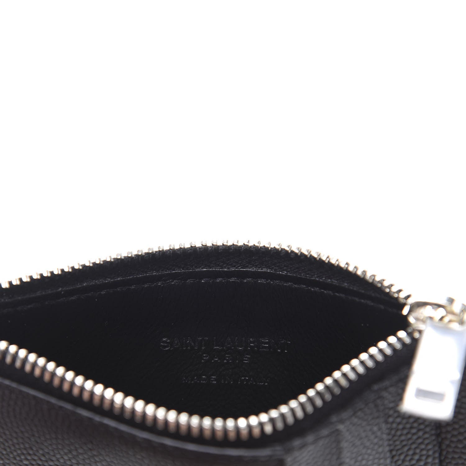 Saint Laurent Grained Calfskin 5 Fragments Zip Pouch Card Holder Black 6 of 8
