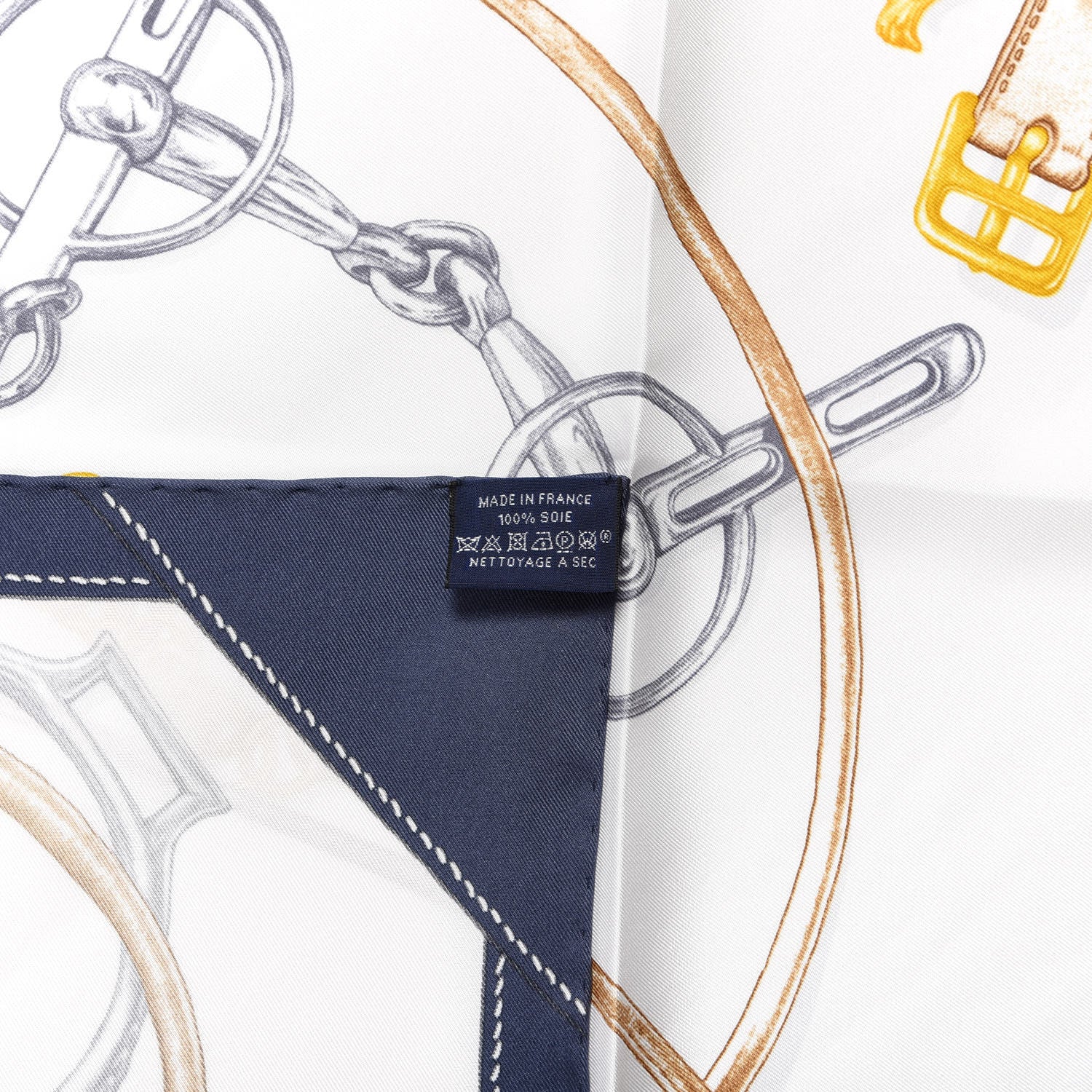 Hermes Silk Projets Carres Au Crayon Scarf 90 Bleu Marine White Indigo 2 of 4