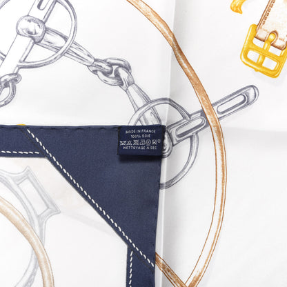 Hermes Silk Projets Carres Au Crayon Scarf 90 Bleu Marine White Indigo 2 of 4