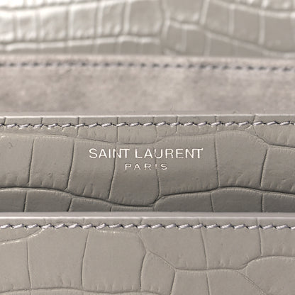 Saint Laurent Calfskin Crocodile Embossed Medium Monogram Sunset Fog 6 of 9