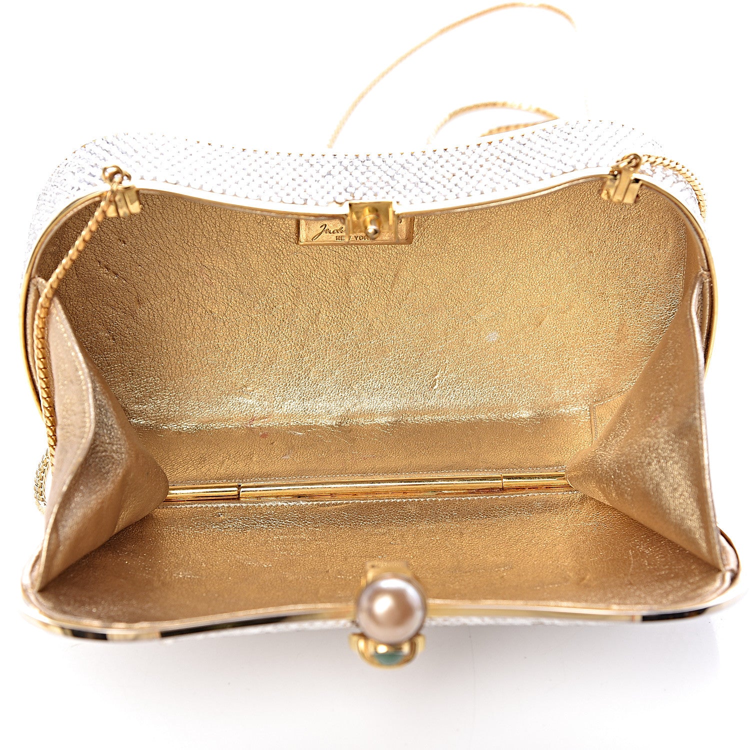 Judith Leiber Swarovski Crystal Minaudiere Clutch Gold 6 of 13