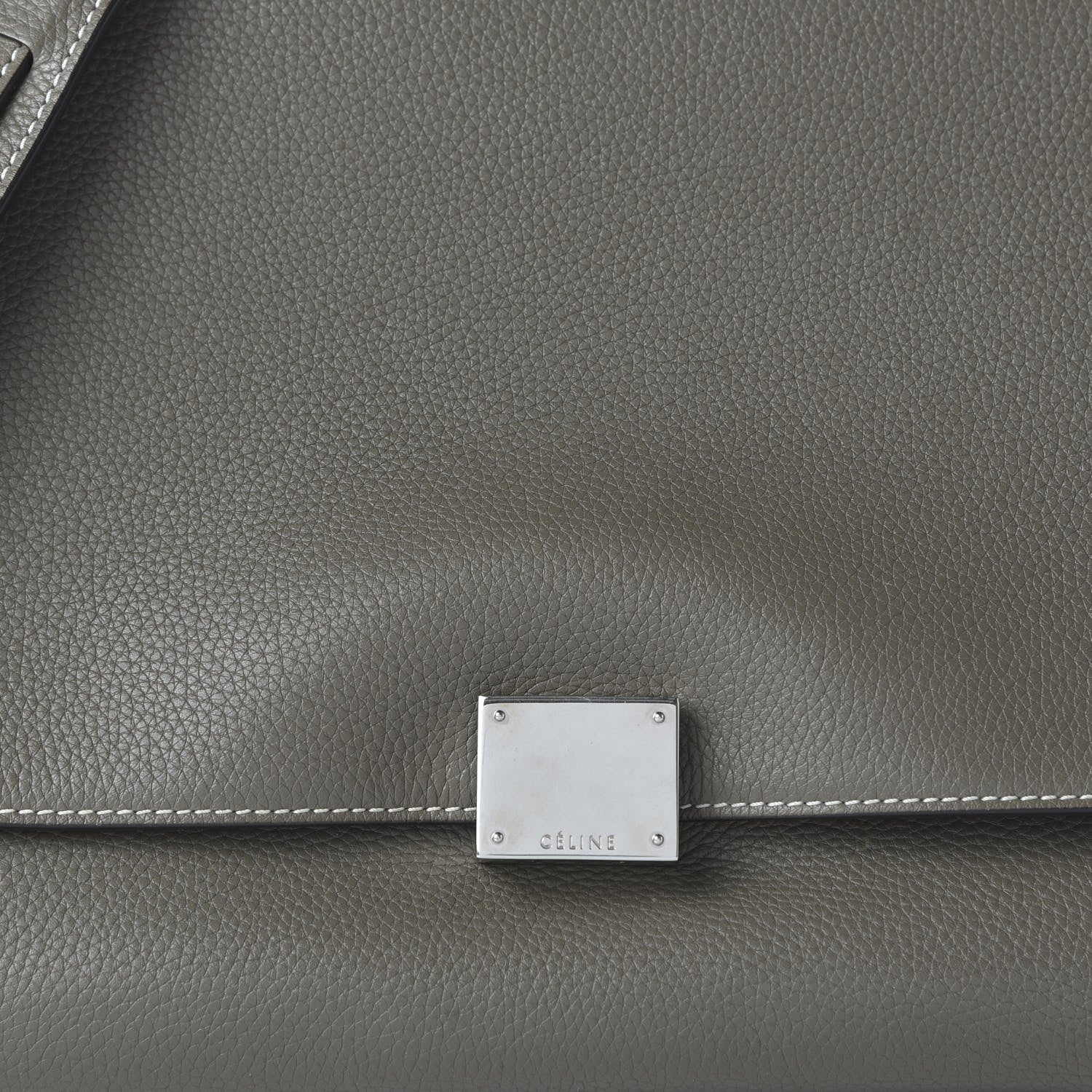 Celine Drummed Calfskin Suede Medium Trapeze Souris 10 of 10