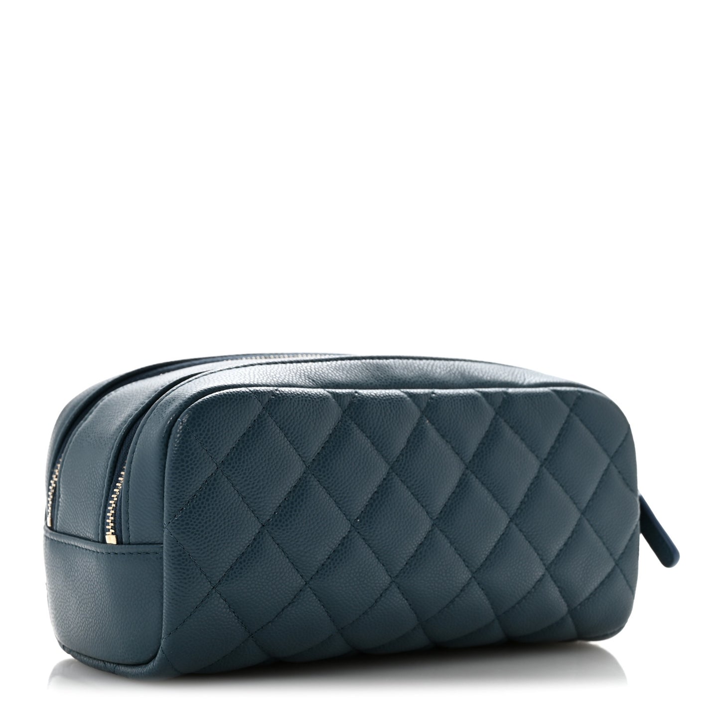 Caviar Quilted Toiletry Case With Chain Blue