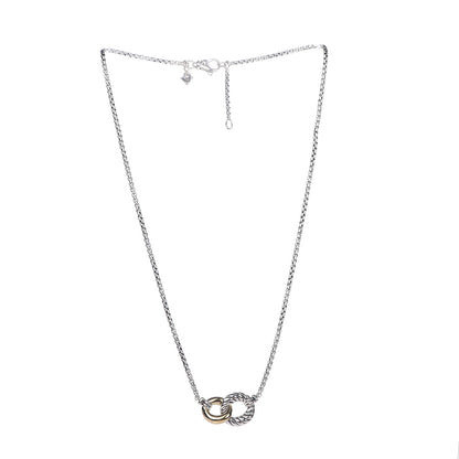 David Yurman Sterling Silver 18K Yellow Gold Belmont Pendant Necklace 3 of 7