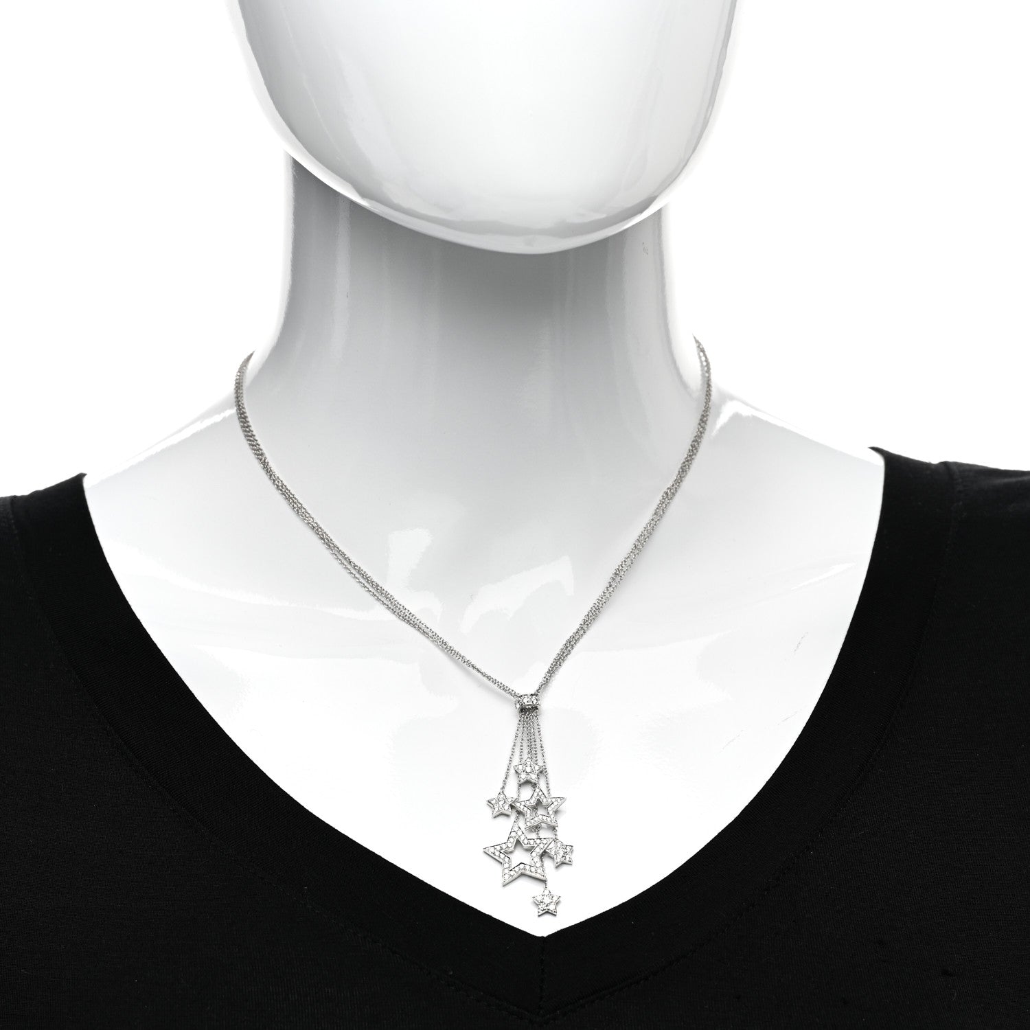 Tiffany Platinum Diamond Multi Star Drop Necklace 2 of 5