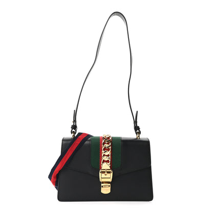 Gucci Calfskin Small Sylvie Shoulder Bag Black 1 of 10