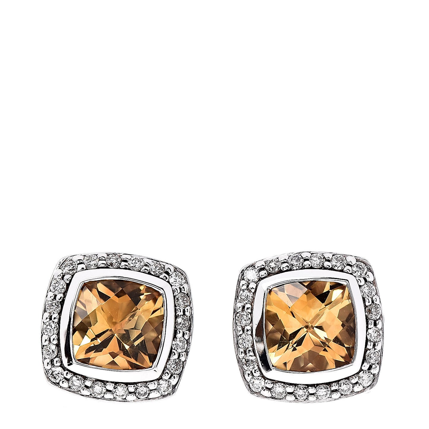 Sterling Silver Diamond Citrine 7mm Petite Albion Earrings