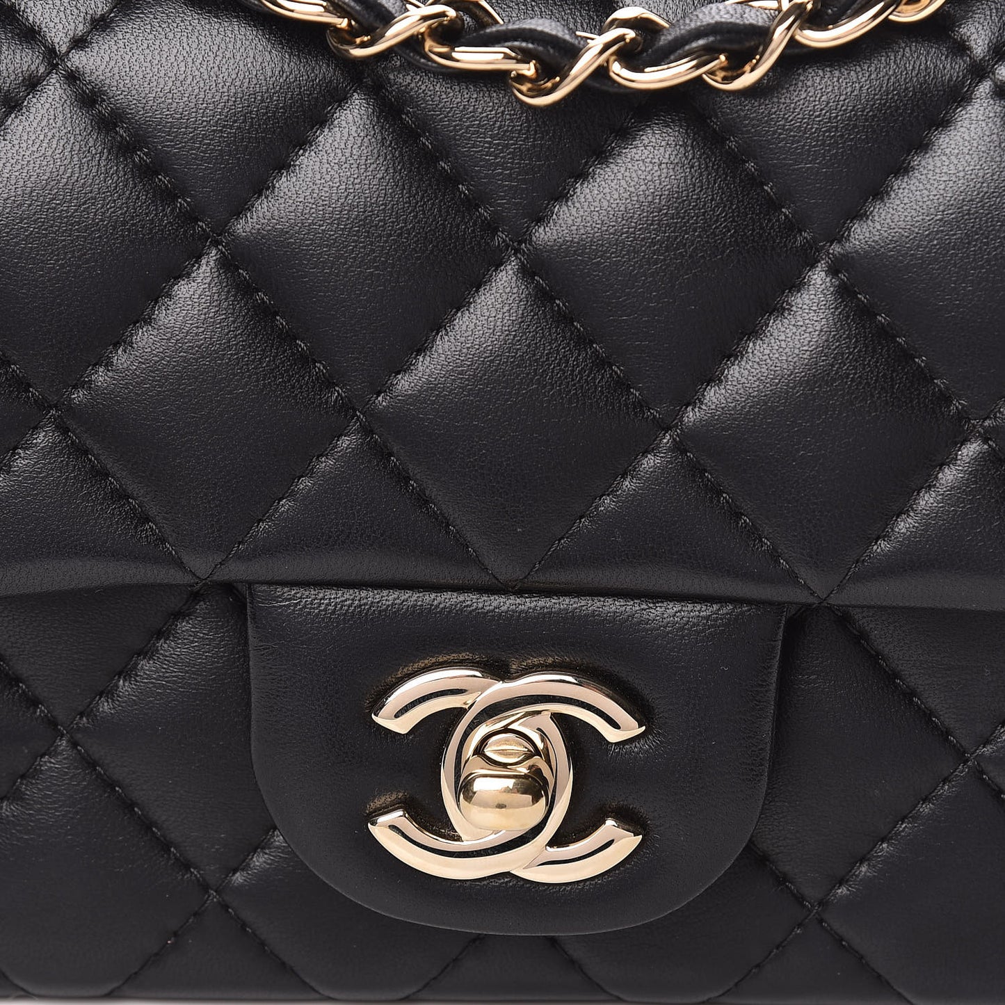 Lambskin Quilted Mini Rectangular Flap Black