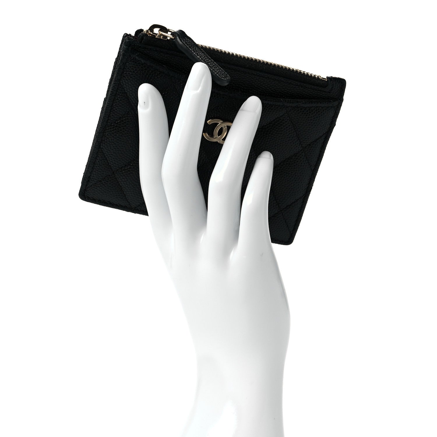 Chanel Caviar Quilted CC Zip Card Holder Black 2 of 9