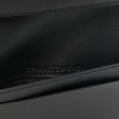 Saint Laurent Calfskin Crocodile Embossed Tiny Monogram Credit Card Wallet Black 7 of 7