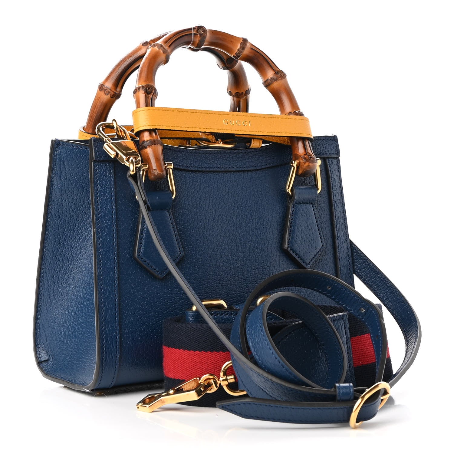 Gucci Textured Dollar Calfskin Web Mini Diana Tote Bag Royal Crop 3 of 8