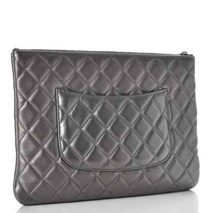 Chanel Metallic Lambskin Quilted Medium Cosmetic Case Silver 3 of 8