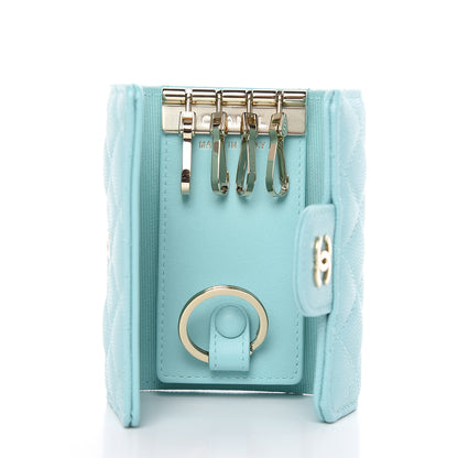 Chanel Iridescent Caviar Quilted Classic 4 Key Holder Wallet Light Blue 5 of 8