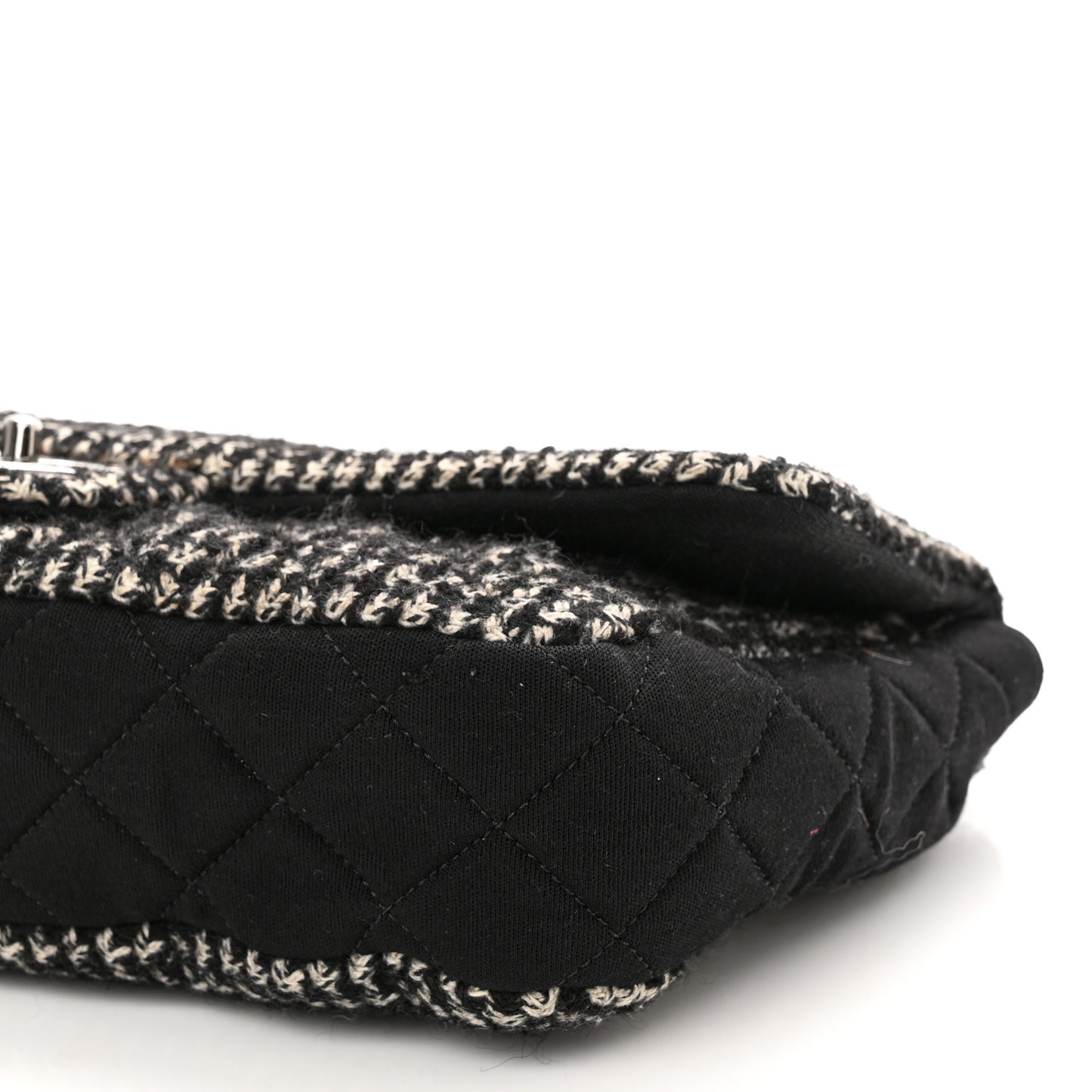 Tweed Jersey Quilted Medium Flap Black Ecru