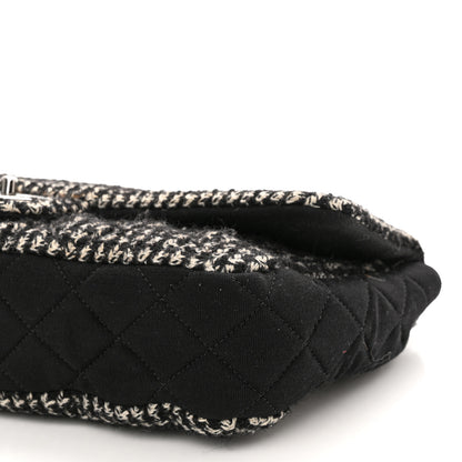 Chanel Tweed Jersey Quilted Medium Flap Black Ecru 9 of 9