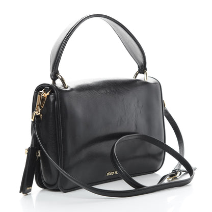 Miu Miu Goatskin Madras Shoulder Bag Black 4 of 16