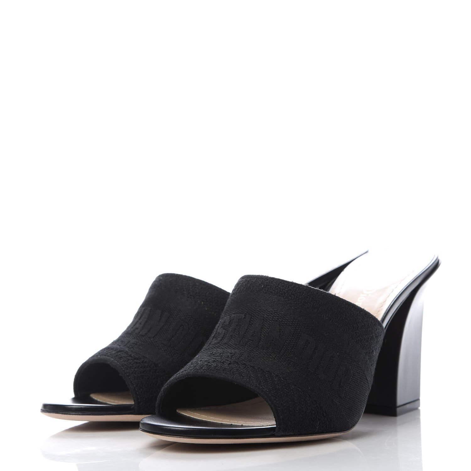 Christian Dior Cotton Embroidered D-Way Heeled Slide Sandal 39.5 Black 3 of 10
