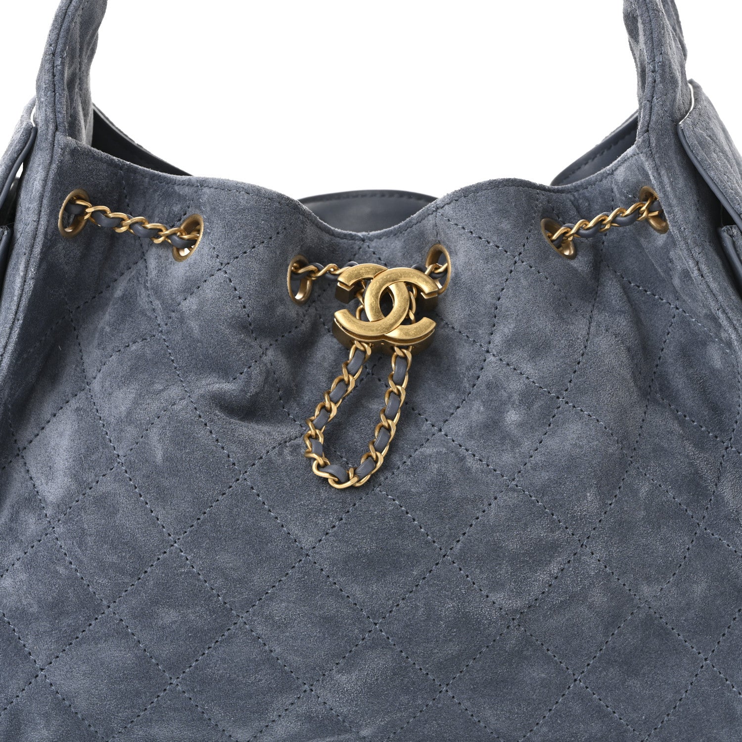 Chanel Suede Quilted Small Chanel 25 Handbag Blue 8 of 11