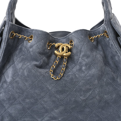 Chanel Suede Quilted Small Chanel 25 Handbag Blue 8 of 11