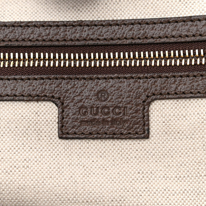 Gucci Monogram Jumbo GG Textured Dollar Calfskin Web Medium Ophidia Shopping Tote Camel Ebony 6 of 10