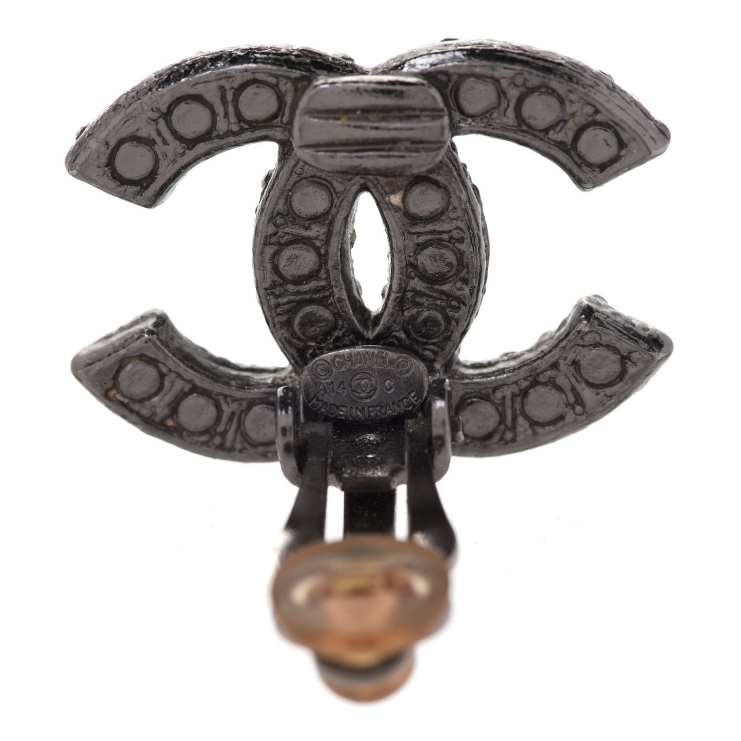 Ruthenium Pearl CC Clip On Earrings Grey