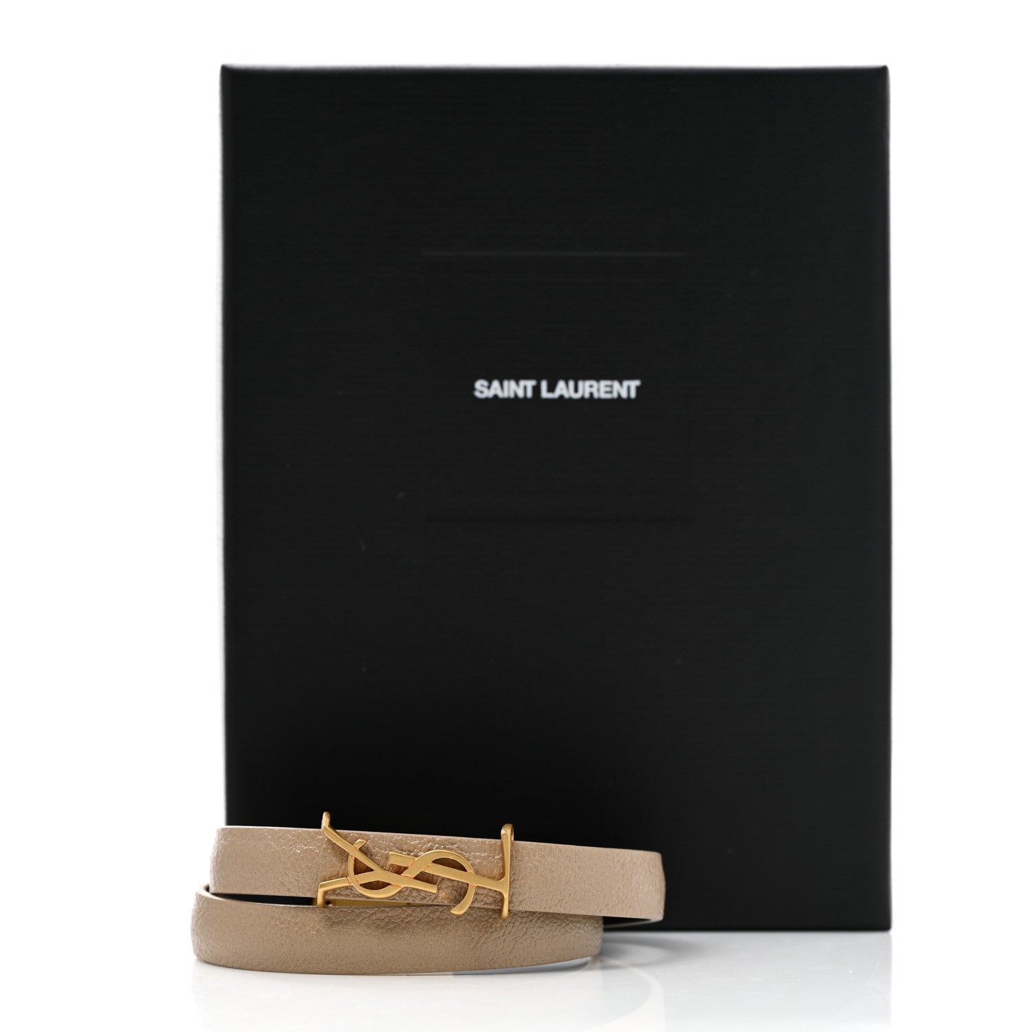 Saint Laurent Calfskin Opyum Double Wrap Bracelet M Dark Beige 3 of 5