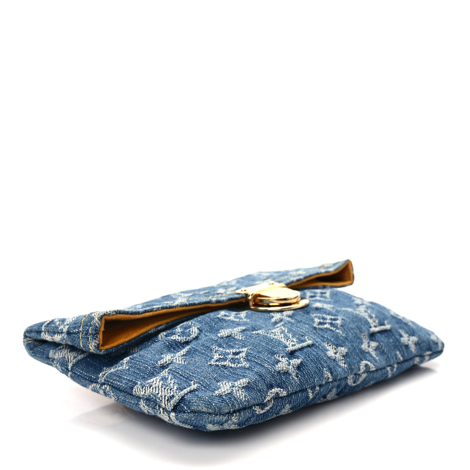 Louis Vuitton Monogram Denim Pochette Plat Clutch Blue 4 of 9