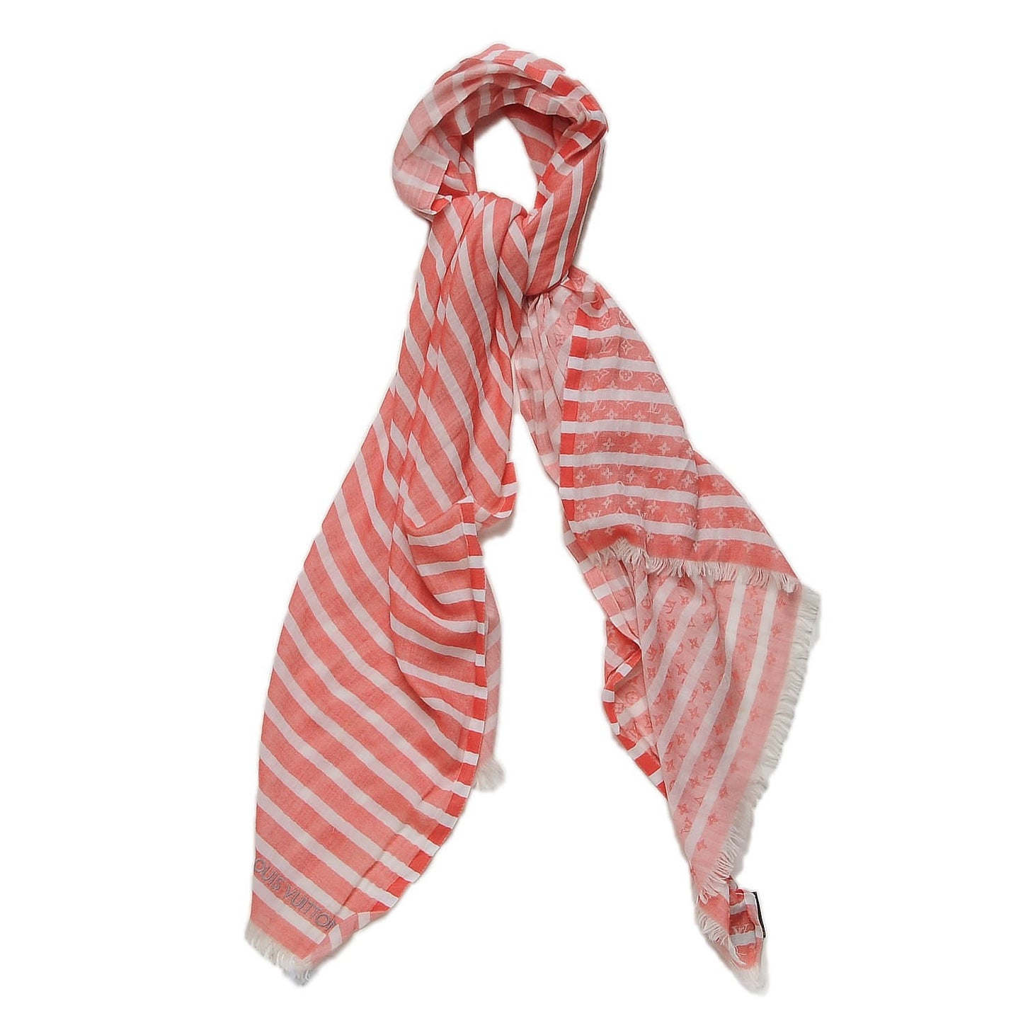 Silk Wool Rayures Shawl Red